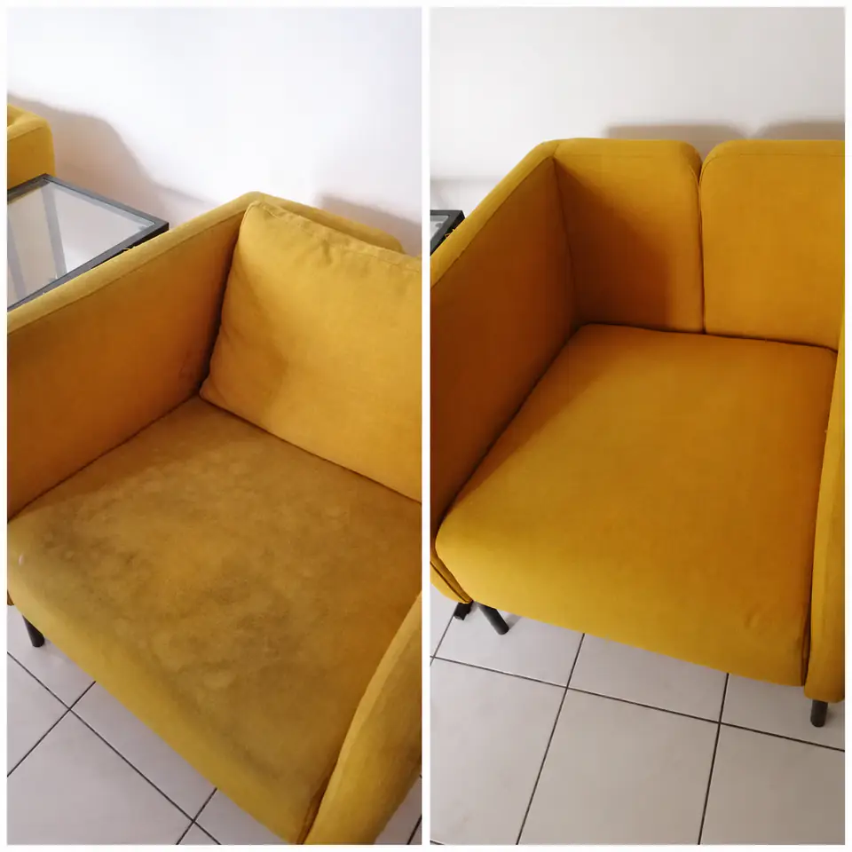 Hasil servis cuci sofa sebelum dan selepas oleh VEKIUM di KL dan Selangor — 1