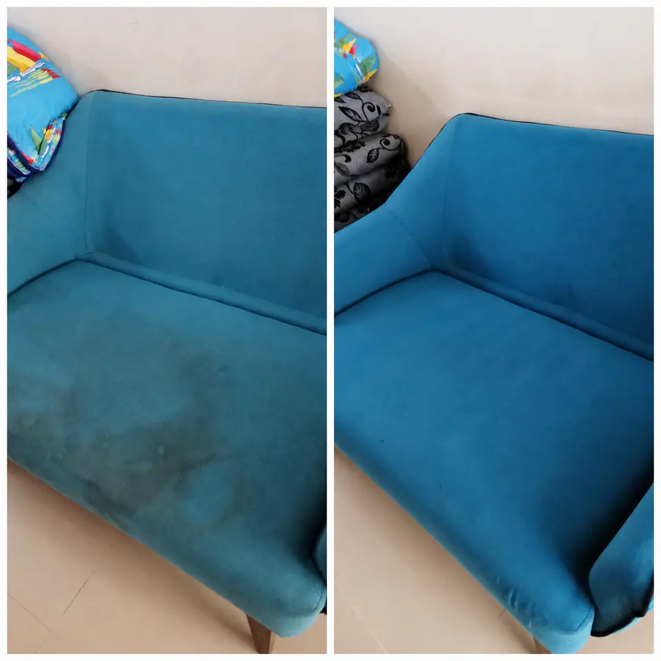 Hasil servis cuci sofa sebelum dan selepas oleh VEKIUM di KL dan Selangor — 2